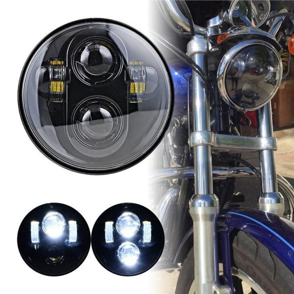 75 Zoll LED Scheinwerfer für Motorrad H4 Stecker Chrom schwarz Scheinwerfer Auto Licht System
