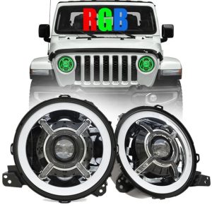 Neue Ankunft Farbwechsel 9-Zoll-LED-Halo-Leuchten für Jeep Wrangler JL 2018+ RGB JL LED-Scheinwerfer
