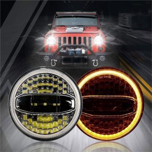Morsun LED Scheinwerfer für Jeep Harley 7inch runde Scheinwerfer Hi-lo Beam mit Angel Eyes 12v 108Wv