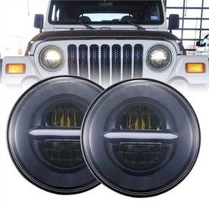 Morsun Runde LED Scheinwerfer mit Halo Engel Augen DRL Scheinwerfer für Jeep Wrangler JK