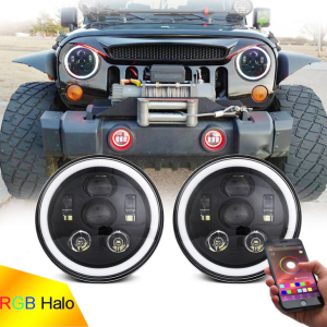 RGB Halo LED Scheinwerfer 7 Zoll Für Jeep Wrangler JK JL Multifunktions RGB Scheinwerfer