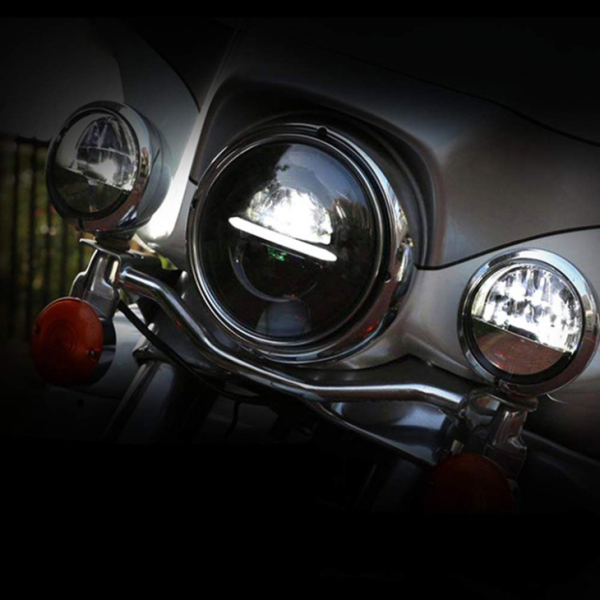 12V 5.75 Inch Round Led Headlight Black Sliver 575 Inch Harley Project Headlight - Image 8