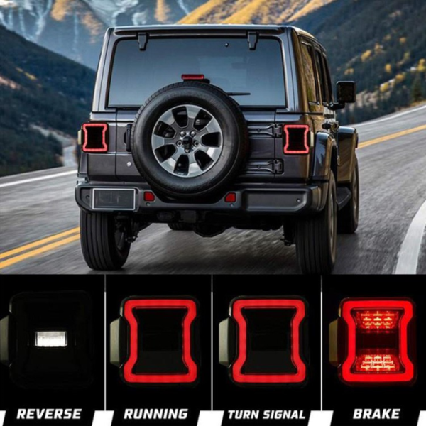 2 PCS Smoked Led Tail Light US Version Brake Rear Light For Jeep JL 2018 2019 - Image 6