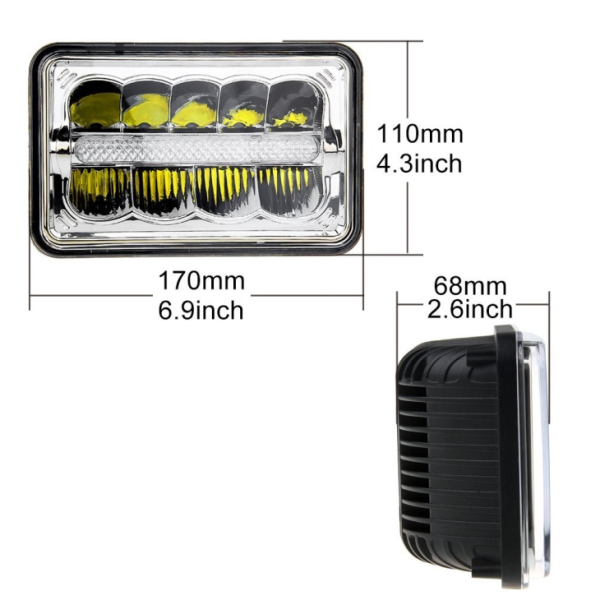 4x6'' Square Led Headlight For Freightliner Kenworth Truck Offroad - Image 2