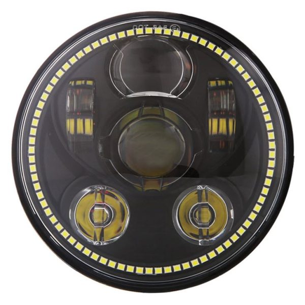 5.75 Inch Led Round Headlight DOT 575 Led Headlamp With White LED Halo Ring For Harley Sportster, Dyna, Indian Scout Others