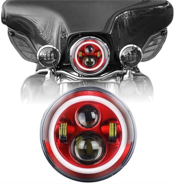 7 Inch Red Halo Lights For Jeep Wrangler Red Halo Headlights For Jeep Wrangler JK - Image 4