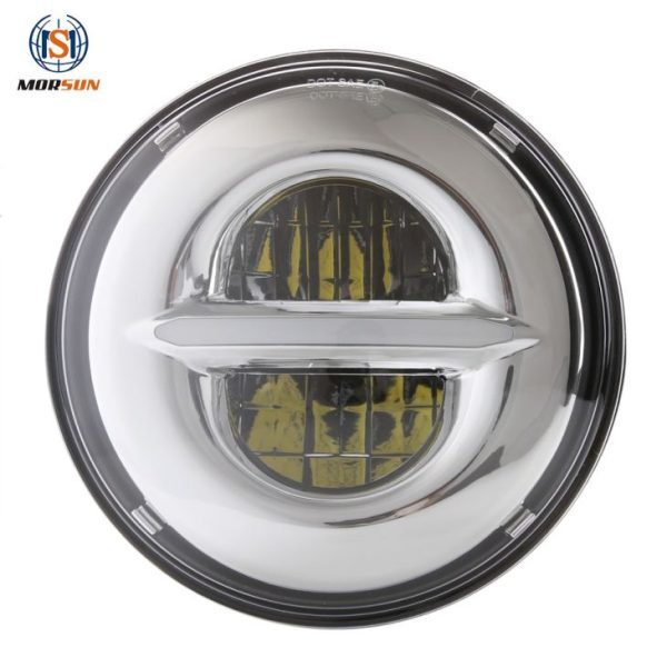 7 Inch Round Headlight 12V 24V With Halo Angel Eyes DRL Motorcycle Headlamp For Land Rover Defender For Royal Enfield Headlight - Image 4