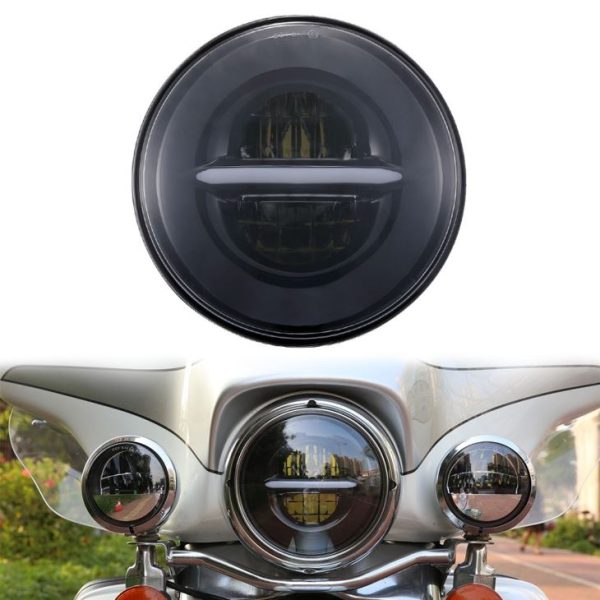 7 Inch Round Headlight 12V 24V With Halo Angel Eyes DRL Motorcycle Headlamp For Land Rover Defender For Royal Enfield Headlight - Image 5
