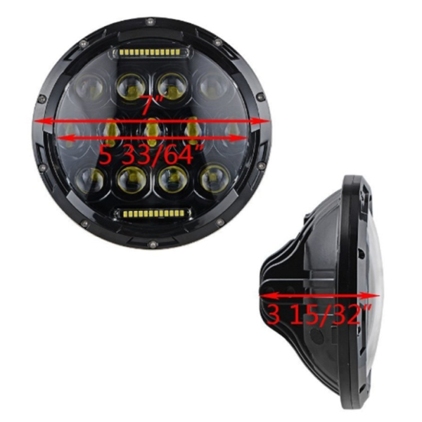 7 Inch Round LED Headlight Bulbs 75W 7 Inch Motorcycle LED Headlights DRL Driving Light Headlamp For Jeep Harley Davidson - Image 3