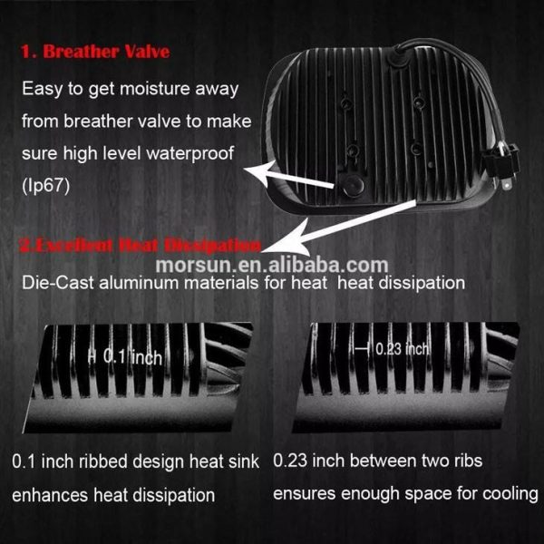 5x7 Inch LED Rectangle Headlight 60W With Hi/Lo Beam For Jeep YJ XJ MJ & For Off-road - Image 2