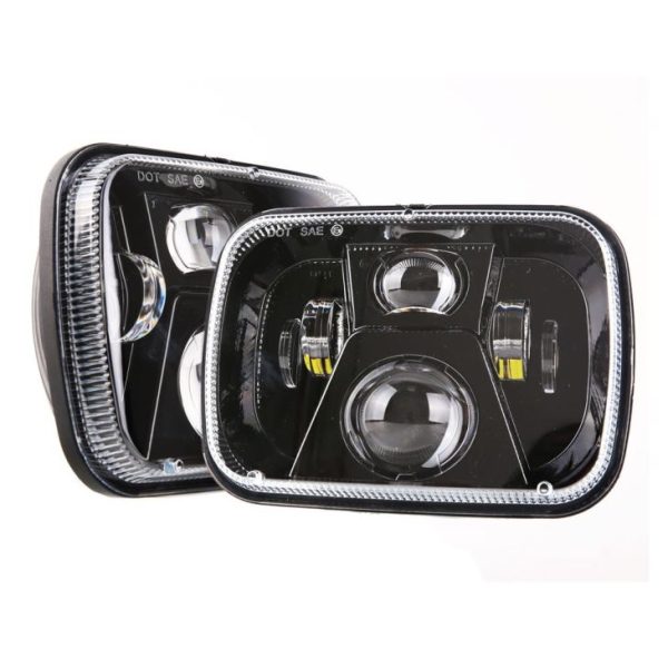 DOT Approved 5x7 Inch 60W LED Square Headlight Sealed Hi/Lo Beam Black/Silver For Jeep YJ XJ MJ & For Off-road - Image 3