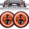 DOT Emark 7 Inch Round Orange Halo Lights For Jeep Wrangler JK TJ LJ And Harley Davidson Motorcycles