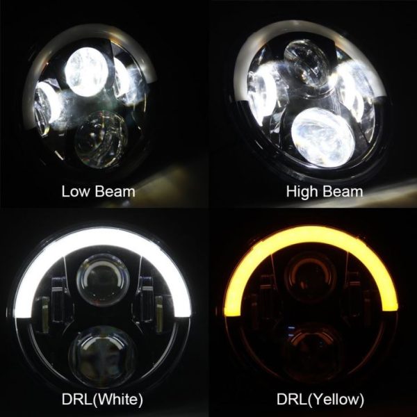 Half Led Halo Lights For Jeep Wrangler JK TJ LJ CJ 7 Inch Half Halo Headlights For Jeep JK - Image 4