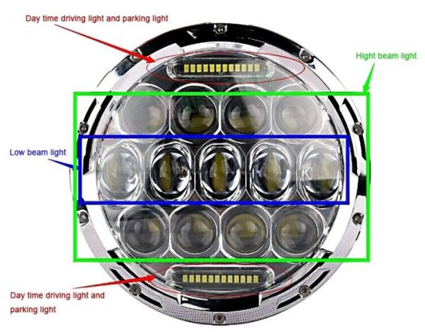 Honeycomb Design 7 Inch Led Lights For Jeep JK Wrangler With Hi Lo Beam And Drl - Image 4