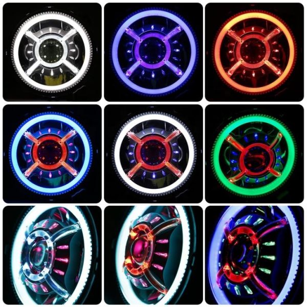 9 Inch Round Jeep JL 2018 RGB Ring Jeep Wrangler Color Changing Halo Led Headlights - Image 3