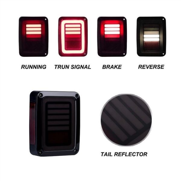 Morsun 12V Car LED Tail Light For Jeep Wrangler 2007-2015 JK Smoked Black Clear Lens - Image 4