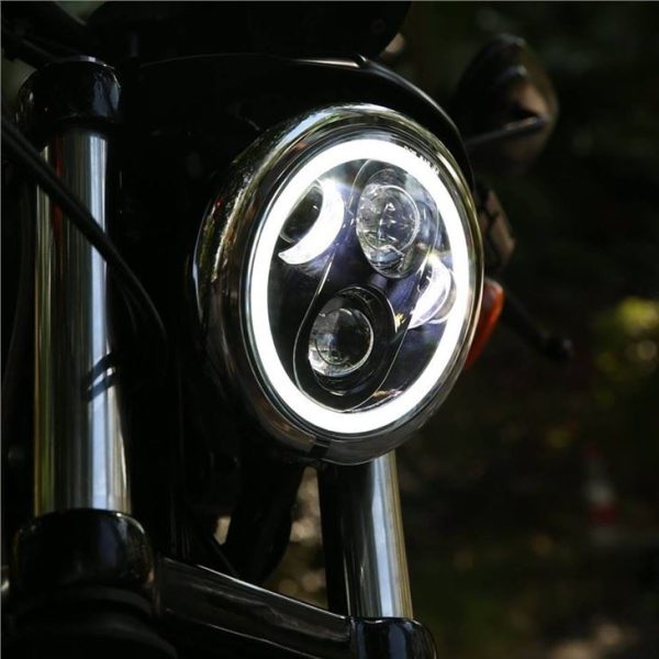 Morsun 40w 5 3/4 Inch LED Headlight Projector For Harley Davidson Motorcycle Headlamps Black Chrome - Image 5