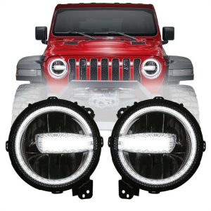 Morsun 9INCH LED Headlight White DRL For Jeep Wrangler JL Rubicon 2018 2019