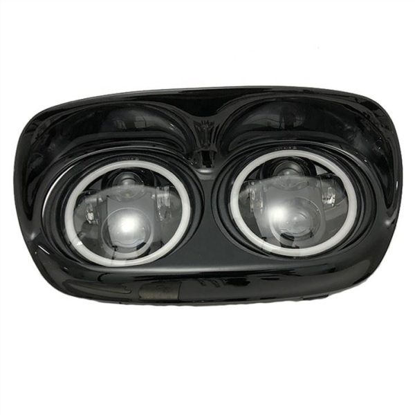 Morsun Double LED Headlight For Harley Fat Bob Headlamp With Halo Low Beam 5.75inch - Image 2