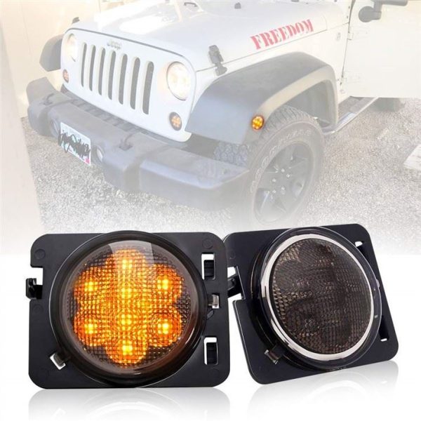 Morsun Fender Flare Light For Jeep Wrangler 1997-2006 TJ 2007-2014 JK Led Front Grill Turn Signal Light