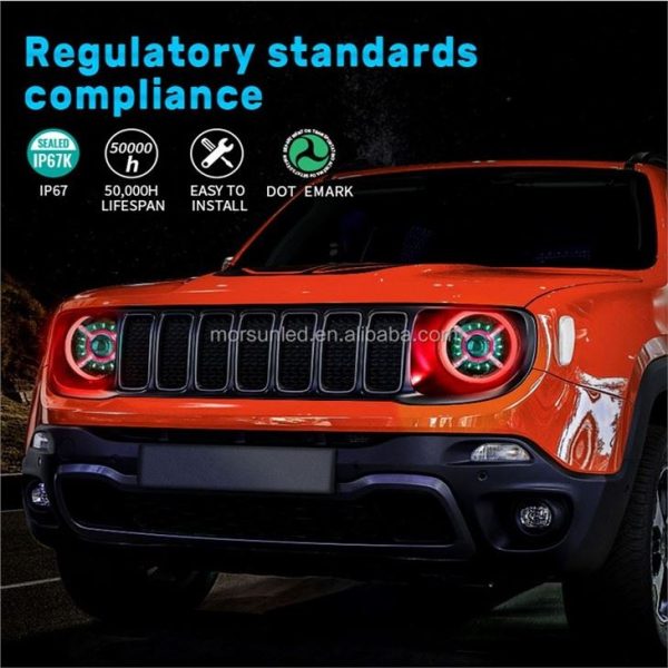Morsun LED RGB Headlghts Color Change Demon Eyes For Jeep Renegade 2015 2016 2017 2018 2019 2021 - Image 5